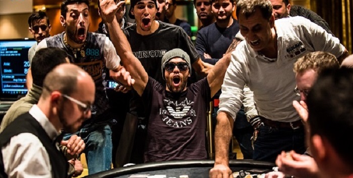the winner of costa barava 888live tournament in the moment of winning