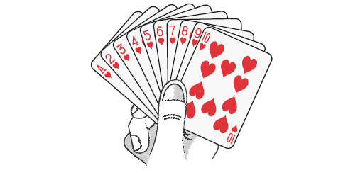 10 cards of hearts