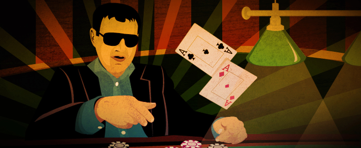 Blackjack-Spieler werfen Karten umher